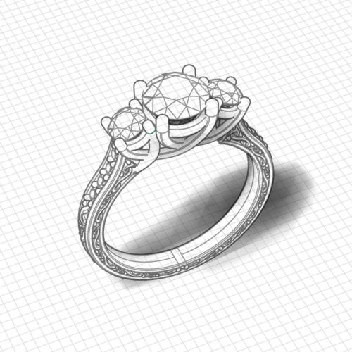 3 Stone Diamond Trellis Ring