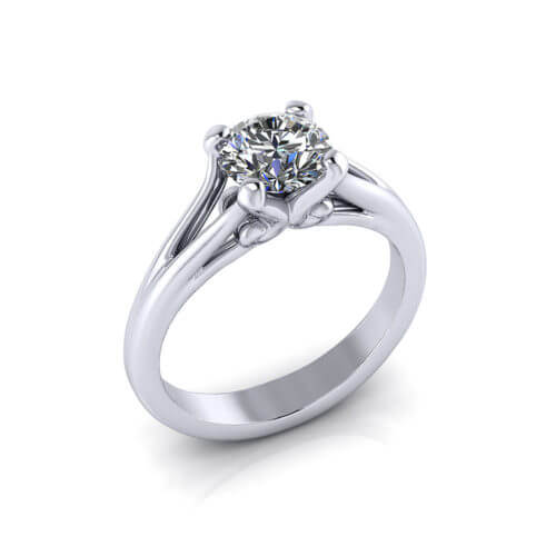 Scrolled Prong Diamond Solitaire