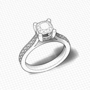 Line Set Engagement Ring