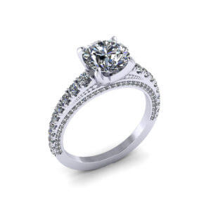 Line Set Diamond Engagement Ring