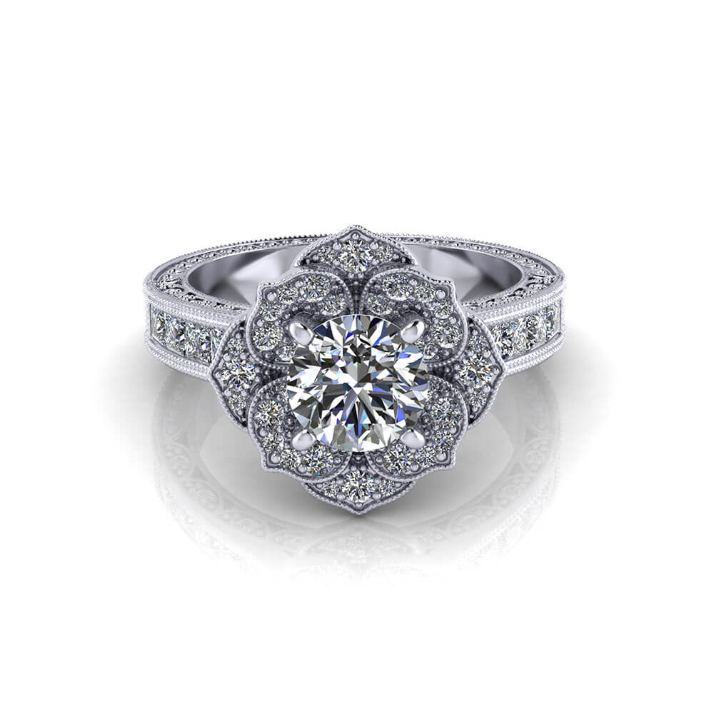 Tactiel gevoel Meyella Broers en zussen Flower Engagement Ring - Jewelry Designs