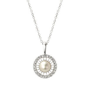 NC562-2 Cultured Pearl Halo Necklace