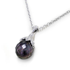Faceted Black Pearl Necklace