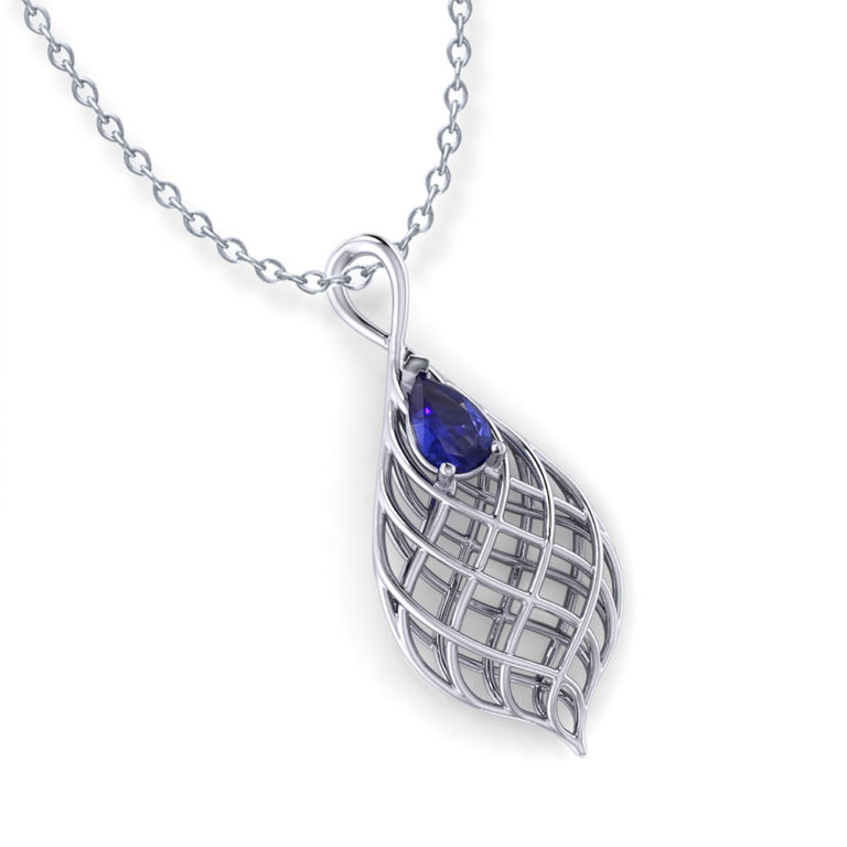 Tear Drop Woven Sapphire Necklace - Jewelry Designs