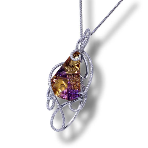 Whimsical Ametrine Diamond Necklace