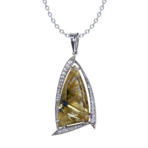 Rutilated Quartz Diamond Necklace