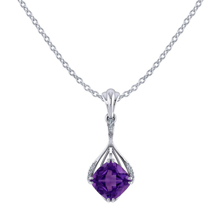 Drop Cushion Amethyst Pendant - Jewelry Designs