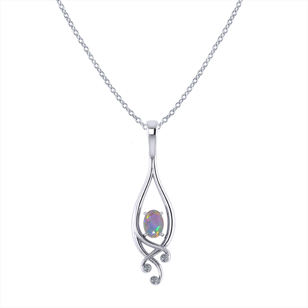Scrolling Opal Necklace - Jewelry Designs