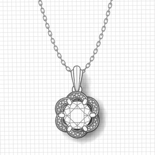 Halo Blue Zircon Pendant - Jewelry Designs