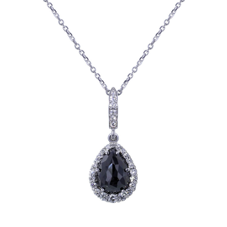 Tear Drop Black Diamond Necklace - Jewelry Designs