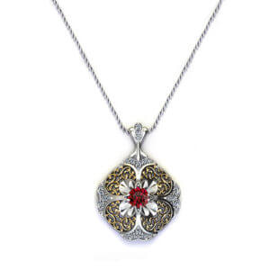 ND412-2 Edgy Renaissance Ruby Necklace