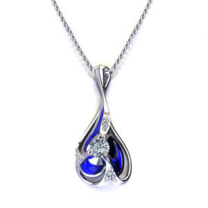 Blue Diamond Drop Necklace