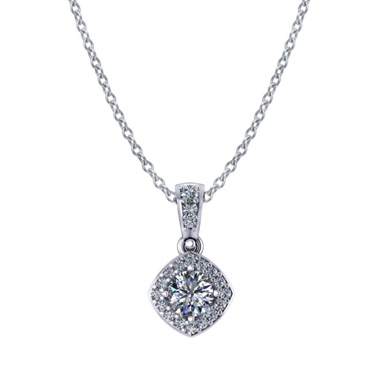 Round Halo Diamond Necklace - Jewelry Designs