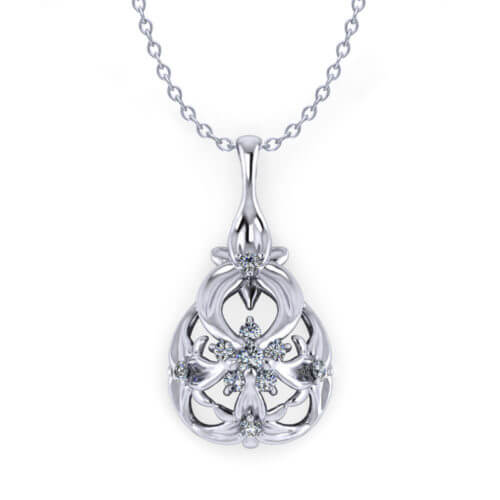 Floral Drop Diamond Necklace