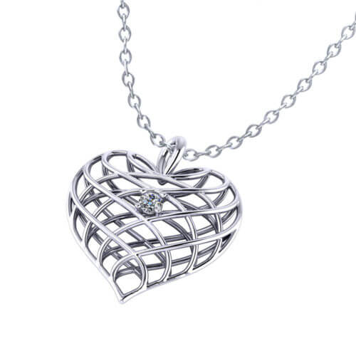 Diamond Open Heart Necklace-angle