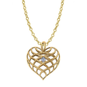 Diamond Open Heart Necklace-yellow