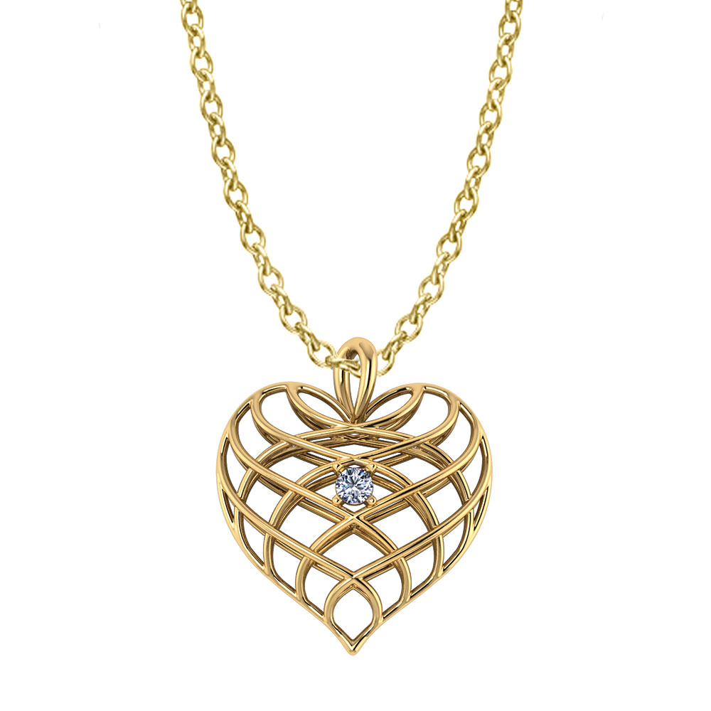 ND434 8 diamond open heart necklace HT1