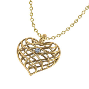 Diamond Open Heart Necklace-yellow-angle
