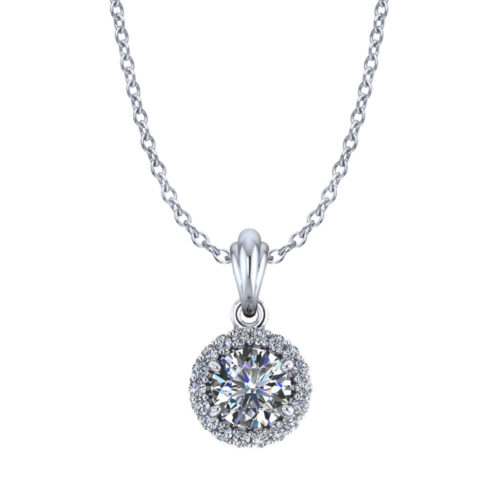 Ballerina Halo Diamond Necklace - Jewelry Designs
