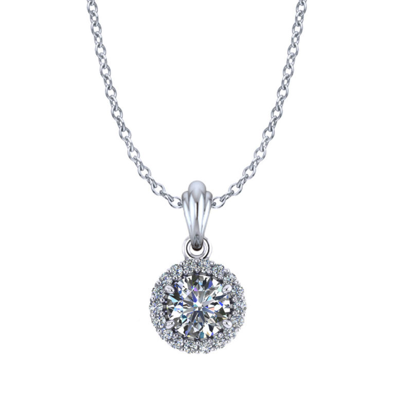 Cushion Diamond Halo Necklace | Jewelry Designs