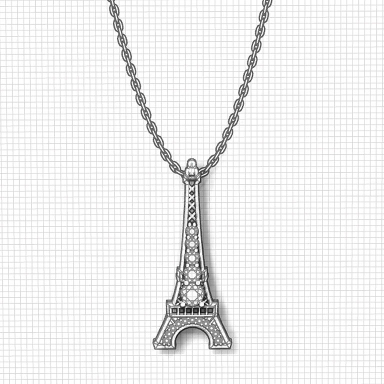 Diamond Eiffel Tower Necklace Jewelry Designs