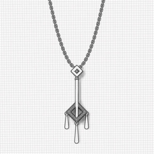 Square Diamond Tassel Necklace
