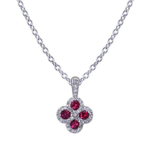 Round Ruby Diamond Necklace - Jewelry Designs