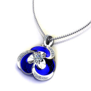 NP163-1 Blue Pansy Diamond Necklace
