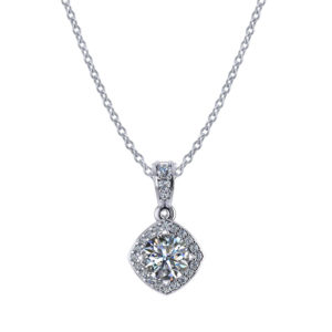 Cushion Halo Diamond Necklace