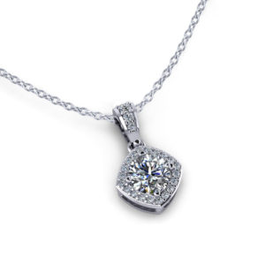 Cushion Halo Diamond Necklace