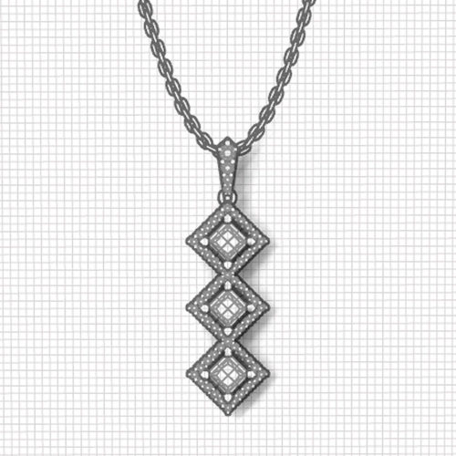 3 Stone Ruby Diamond Necklace