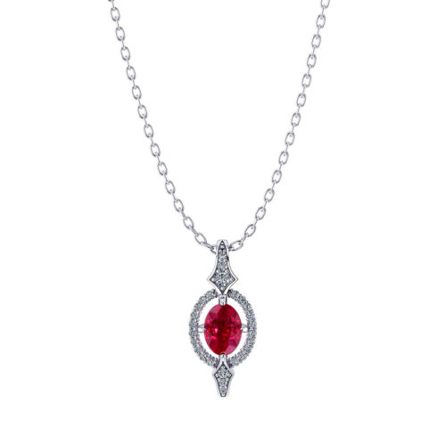 Floating Diamond Ruby Necklace