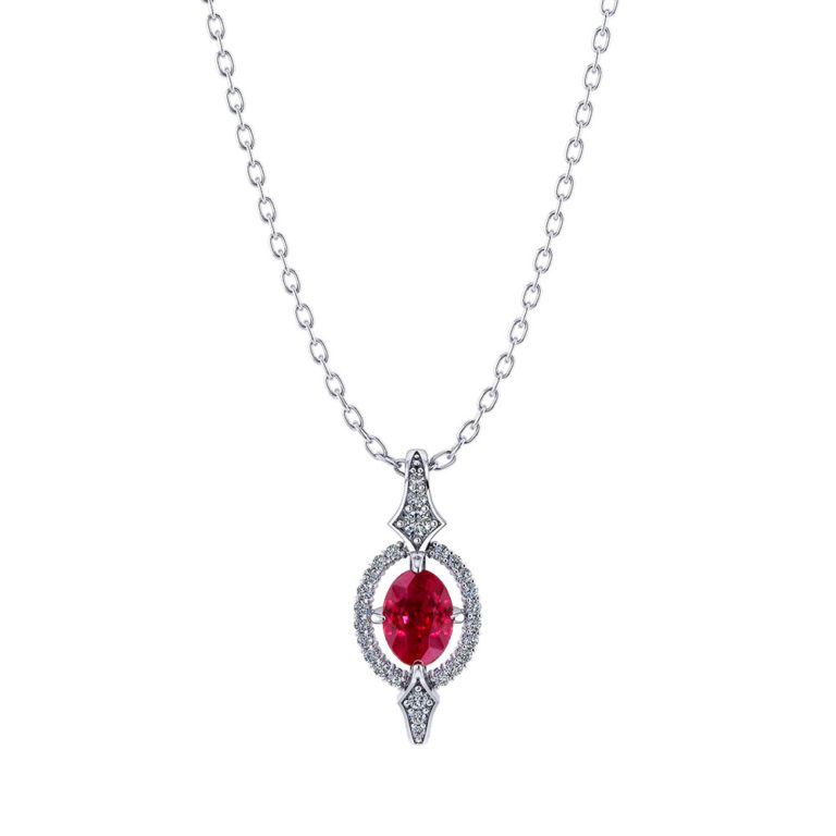 Ruby Diamond Circle Necklace - Jewelry Designs
