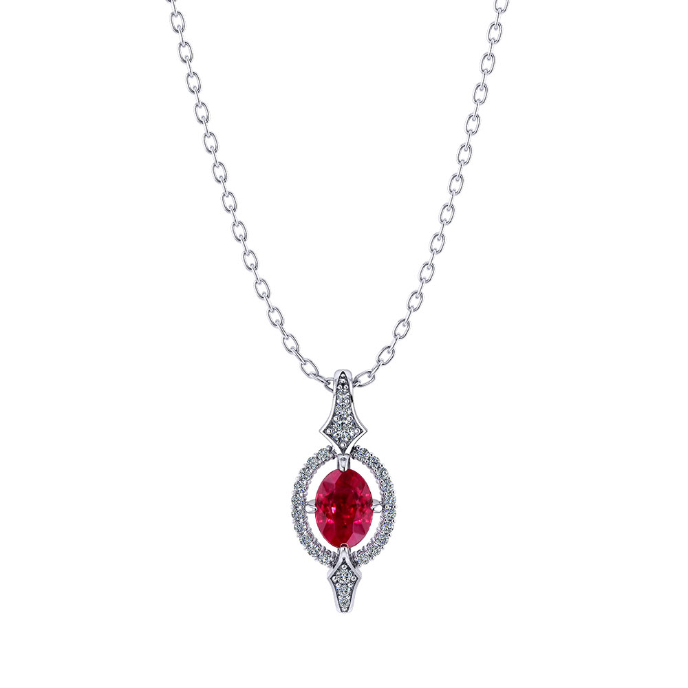 Floating Diamond Ruby Necklace - Jewelry Designs