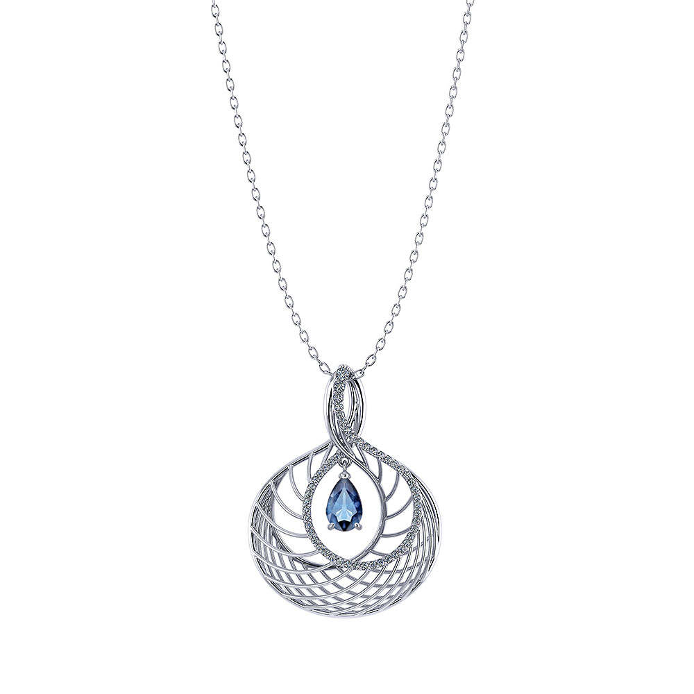 Steel Blue Sapphire Necklace - Jewelry Designs