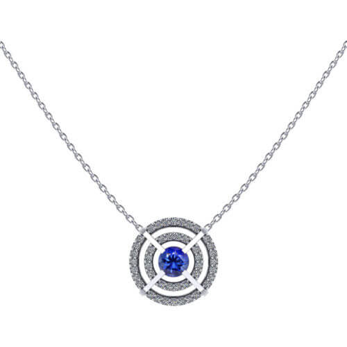 Floating Halo Sapphire Necklace