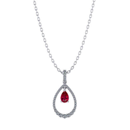 Teardrop Ruby Diamond Necklace