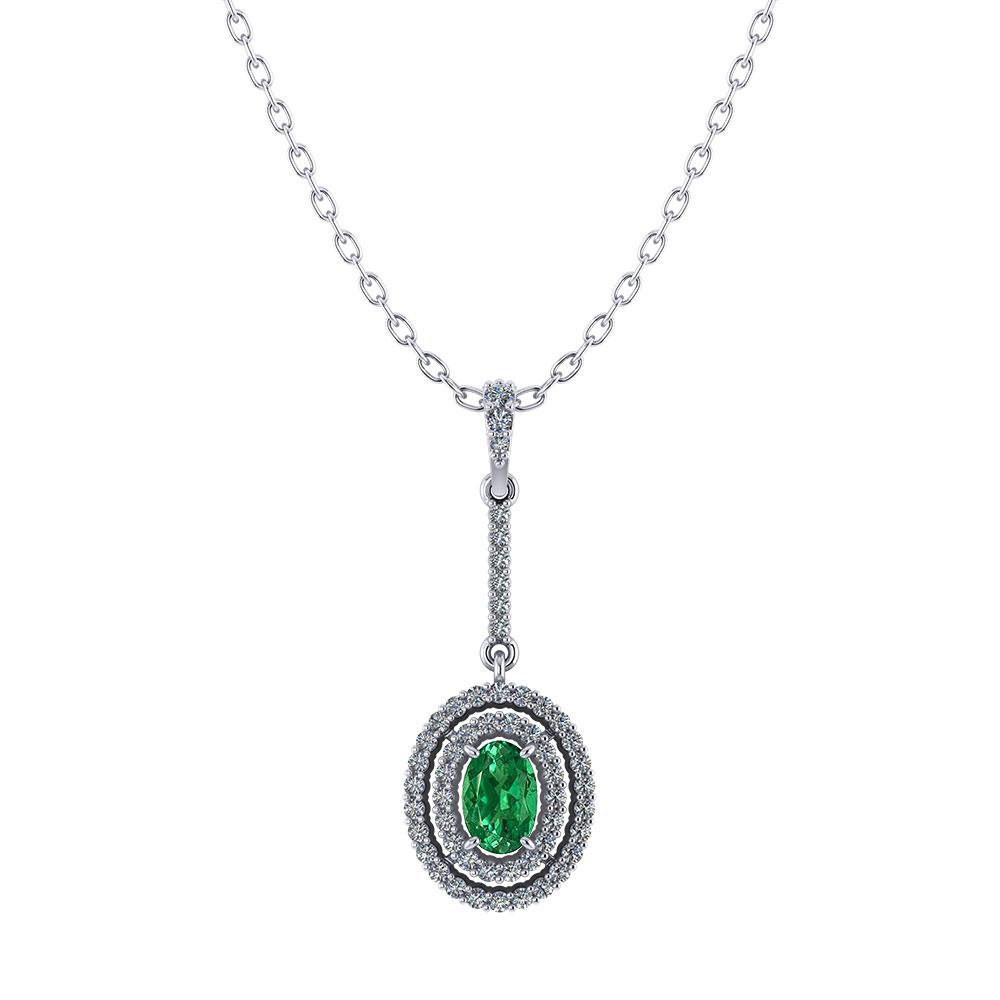 Halo Emerald Drop Pendant - Jewelry Designs