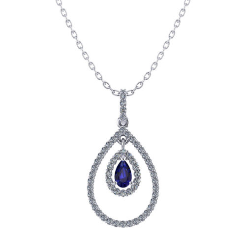 Drop Diamond Sapphire Necklace