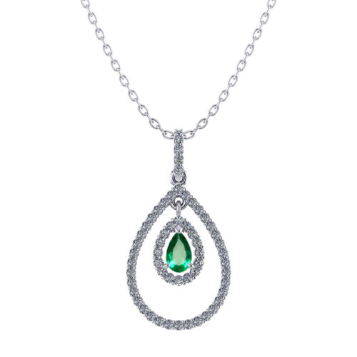 Drop Diamond Emerald Necklace