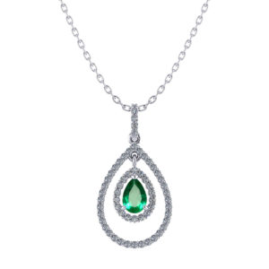 Double Halo Emerald Necklace