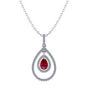 Double Halo Ruby Necklace