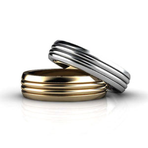 Double Row Ribbed Wedding Ring