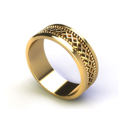 Geo Grid Mans Wedding Ring - Jewelry Designs