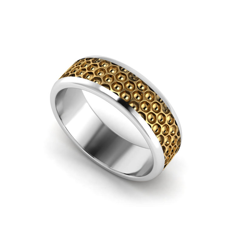 Mens Honey Comb Wedding Ring