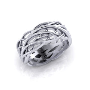 Wide Feather Wedding Ring