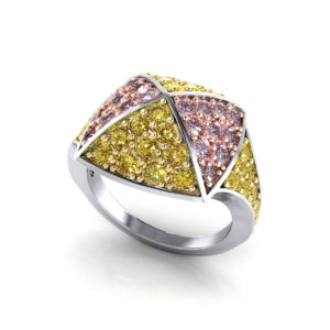Natural Yellow and Pink Diamond Ring