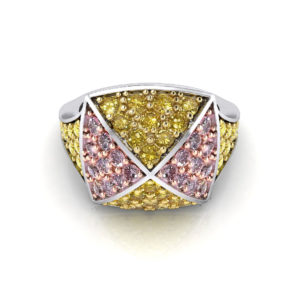 Natural Yellow and Pink Diamond Ring