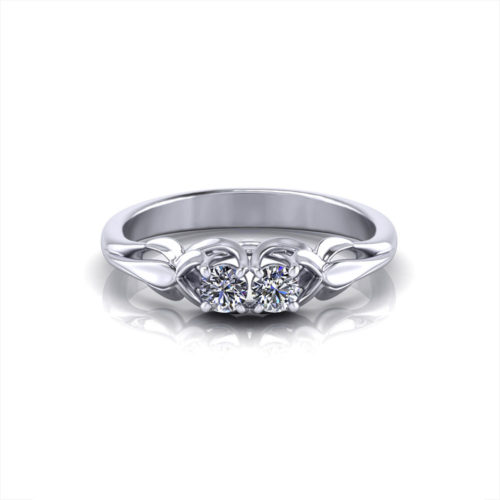 Floral 2 Stone Diamond Ring
