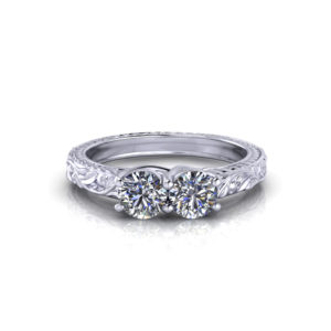Floral Two Stone Diamond Ring